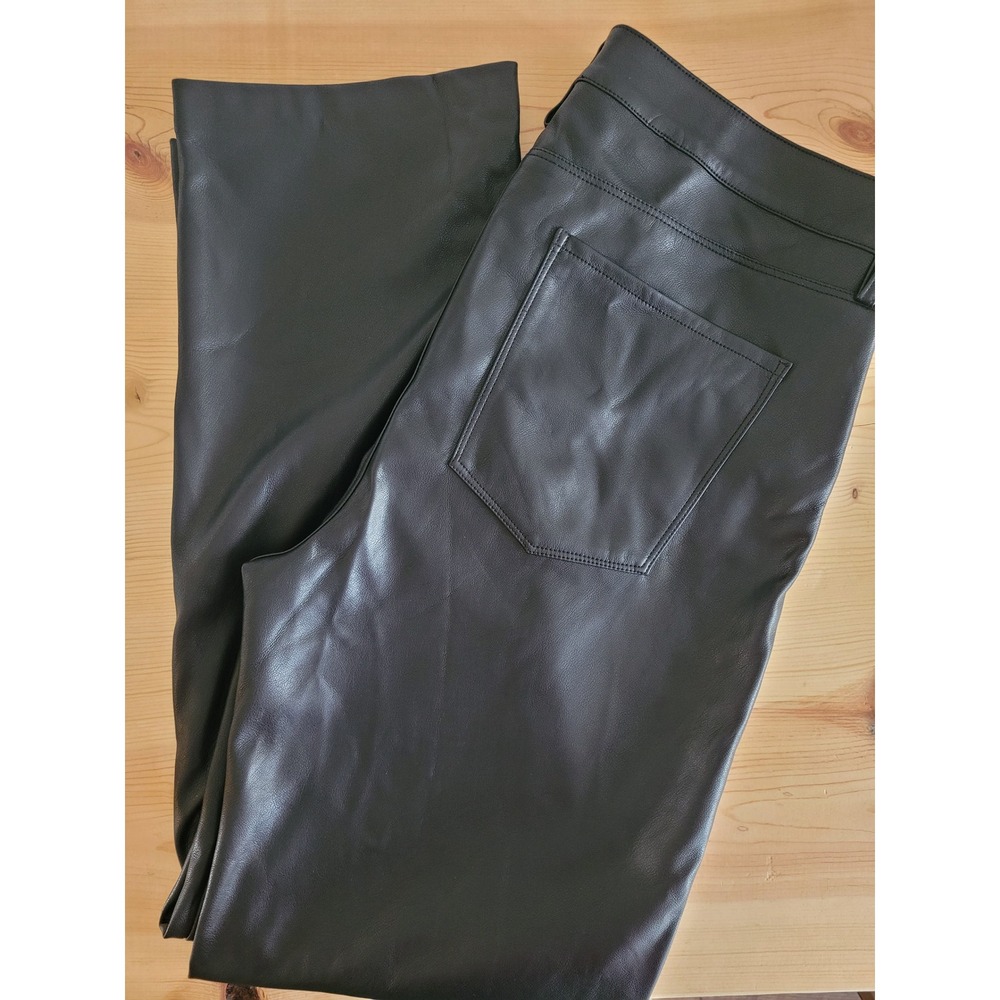 Kismet Devana Black Faux Leather Pants Womens 34x31 Straight Leg NWT